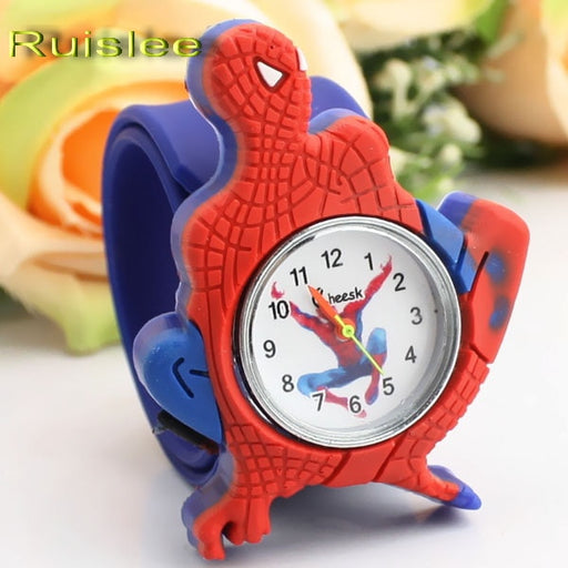 2016 Cartoon Spiderman Watches Fashion Children Boys Kids Students Spider-Man Sports Silicone Watches Analog Wristwatch