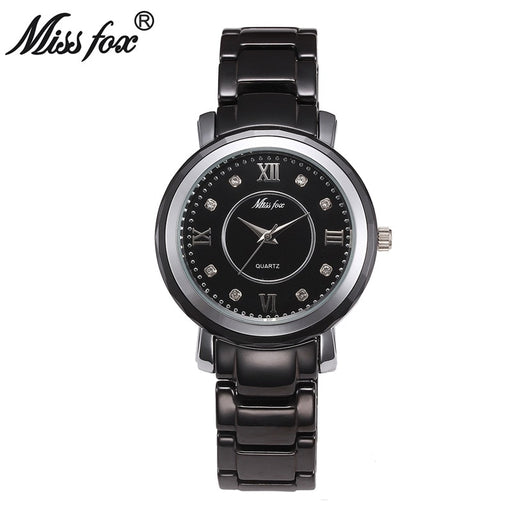Miss Fox Brand Top Fashion luxury Super Cool Watch Wome Crystal Watches  Resistant Ceramic Quartz Watch relojes mujer