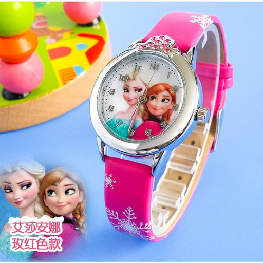 2019 Elsa Anna Princess watches Leather Children kids diamond Watch Girls Boys Student Clock Wristwatches feminino relojes saat
