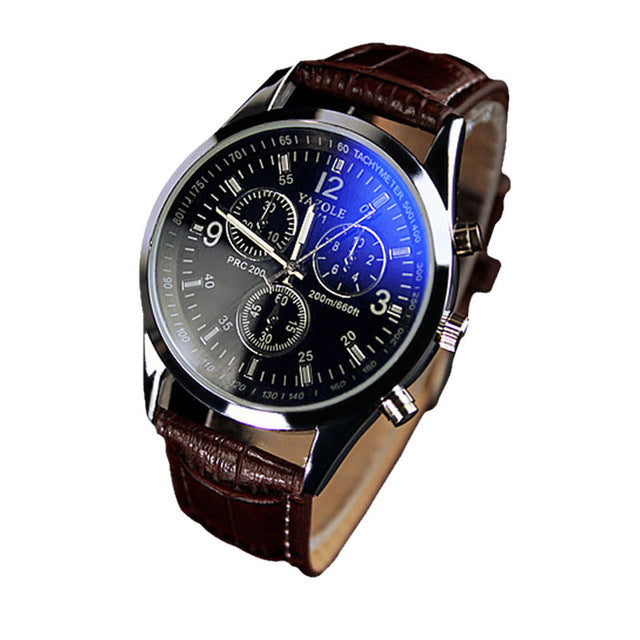 Fashion Faux Leather Mens Analog Quarts Watches Blue Ray Men Wrist Watch 2019 Mens Watches Top Brand Luxury Casual Watch Clock