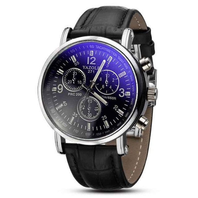 Fashion Faux Leather Mens Analog Quarts Watches Blue Ray Men Wrist Watch 2019 Mens Watches Top Brand Luxury Casual Watch Clock
